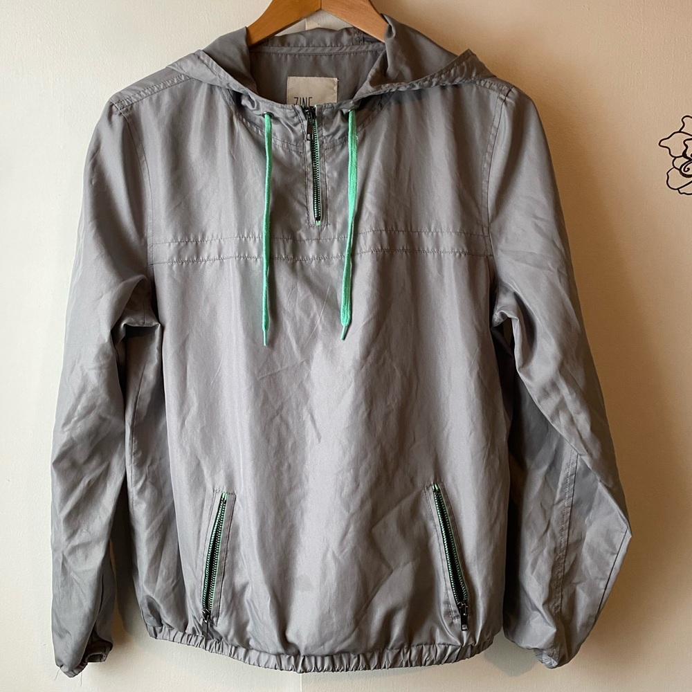 Zine Wind Breaker Grey Turquoise Small Womens
